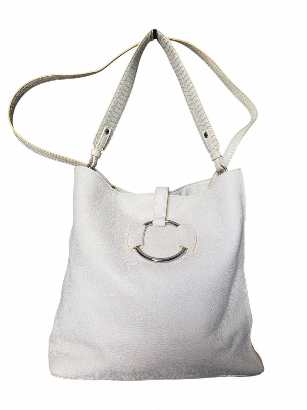 Off White Sam Edelman Jaelyn Pebbled Leather Hobo Bag
